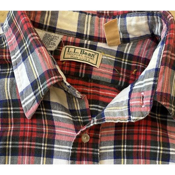 Vintage LL Bean Shirt Mens XL Tall Red Green Plaid Flannel Button Down USA 90s - Picture 7 of 11